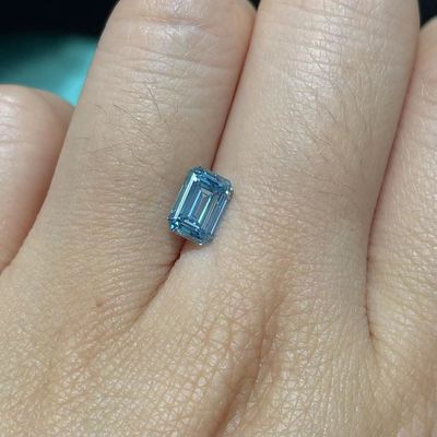 10 Mohs Blue Lab Grown Emerald Cut Diamond IGI Sertifikalı