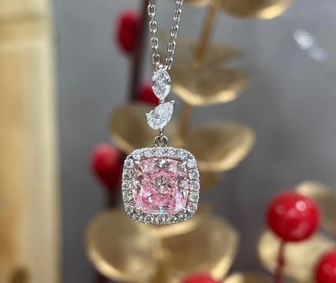1.63ct Pembe Yastık Kesim Laboratuvar VS Pırlanta Kolye 18 Ayar Beyaz Altın Özelleştirme Hizmeti