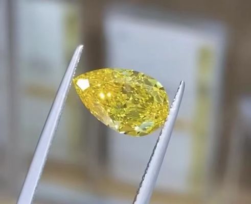 1.16ct Pear Cut Lab Şık Parlak Sarı HPHT Elmas VS1 Açıklık Düğün Mücevherleri için İdeal