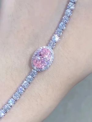 2.87ct Pembe Elmas Tenis Bileziği Oval Kesik Sıfır Sentetik Elmaslar