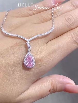 1.97ct Laboratuvarda yetişmiş elmas kolye kolye armut kesimi pembe renk özel
