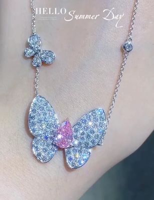 Özel Laboratuvar Elmas Kolye Kolye Pear Cut Kelebek Şekli 1.67ct