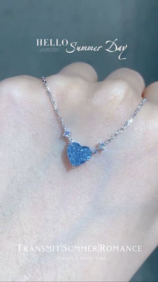 Mavi Laboratuvar Yaratılmış Elmas Kolye 1.51ct Kalp Kesik GRC Sertifikalı