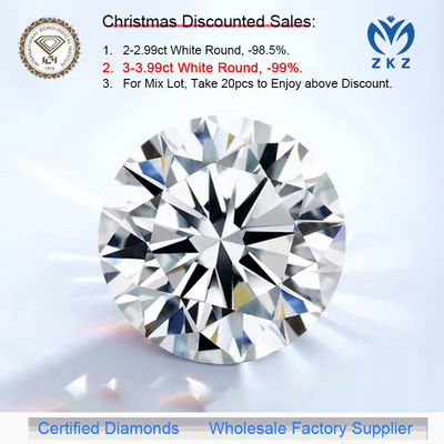 CVD DEF VS VVS Yuvarlak Brilliant Cut 3ct + Laboratuvarda yetiştirilen elmaslar IGI Sertifikası Toptan Fabrika Tedarikçisi