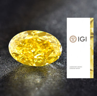 Laboratuvarda Yaratılmış Sarı Elmaslar 1.00ct Şık Parlak Sarı VS1 Oval Biçim HPHT