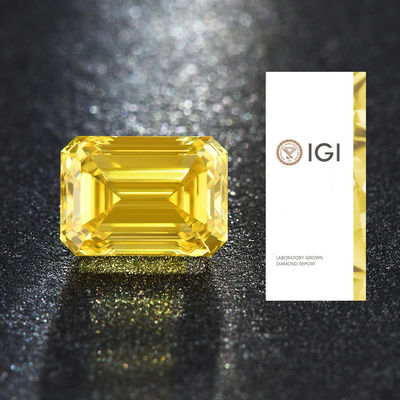 IGI Sertifikalı Laboratuvar Yaratılmış Sarı Elmaslar 3.45ct Fantezi Canlı Zümrüt Kesim