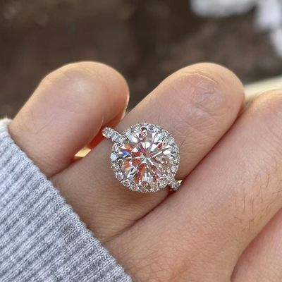 18K Gerçek Altın DEF VS Laboratuvar Büyütülmüş Elmas Yüzük Özel Güzel Mücevherler