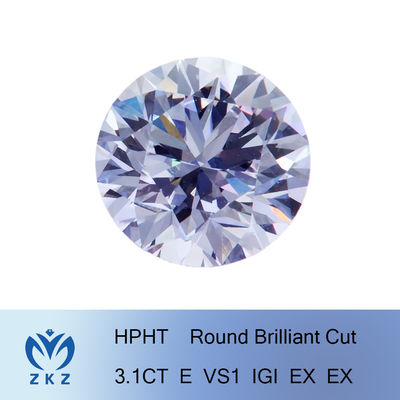 3.1Ct Sentetik Gevşek Laboratuarda Yetiştirilen Elmaslar Parlak Kesim Beyaz Renk
