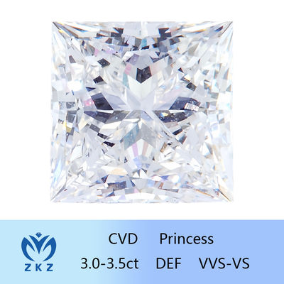 Gevşek Elmas CVD Lab Yetiştirilen Renksiz Prenses Şekli 3ct ~ 3.4ct IGI Sertifikalı Sentetik Elmas