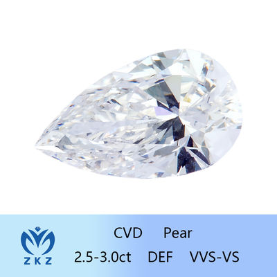 2.5ct-3ct sentetik olarak yetiştirilmiş CVD laboratuvar yetiştirilmiş elmas gevşek armut kesilmiş elmas