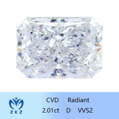 Radiant Cut 2ct CVD Laboratuvarı Büyütülen Beyaz Elmaslar IGI Sertifikasyonu