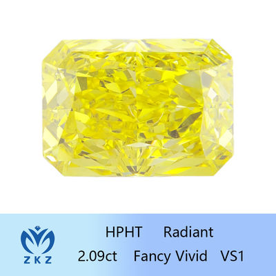 HPHT Fantezi Canlı Sarı Elmas İnsan Yapımı Radyant Kesim 2.09ct IGI Sertifikalı