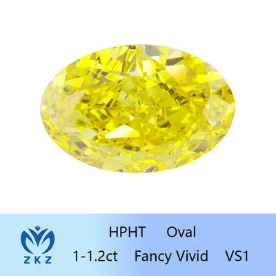 ZKZ Diamond VS1 Oval Cut Fantezi Sarı Laboratuvarda Yetiştirilen Elmaslar 1-1.2ct