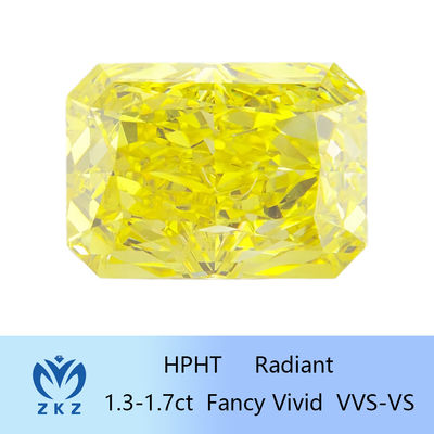Parlak Şekil HPHT Laboratuvar Büyümüş Sarı Elmas 1.3ct-1.7ct IGI Sertifikalı