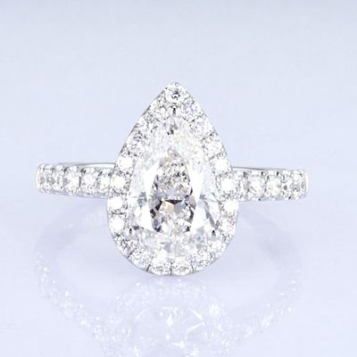 18k Pear Round Full Diamonds Kadınlar Yüzük Beyaz Laboratuvar Büyümüş Elmas Yüzük Parti için hediye için güzel tasarım