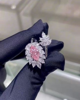 Marquise CVD Laboratuvarı Büyümüş Elmas Mücevher Pembe Elmas Yüzük 18k Beyaz Altın Özel Mücevher