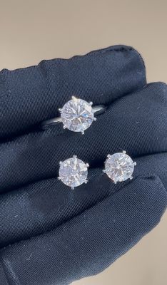Klasik T Six Prongs Laboratuvar Büyümüş Elmas Yüzükler Stud Küpeler Fabrika özelleştirme